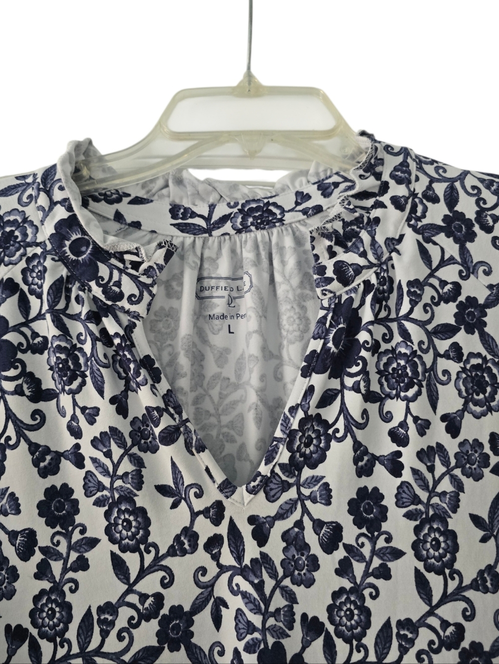 Duffield Lane Fiona Dress Morning Glory Navy Floral Pima Cotton Size Large - Picture 3 of 5